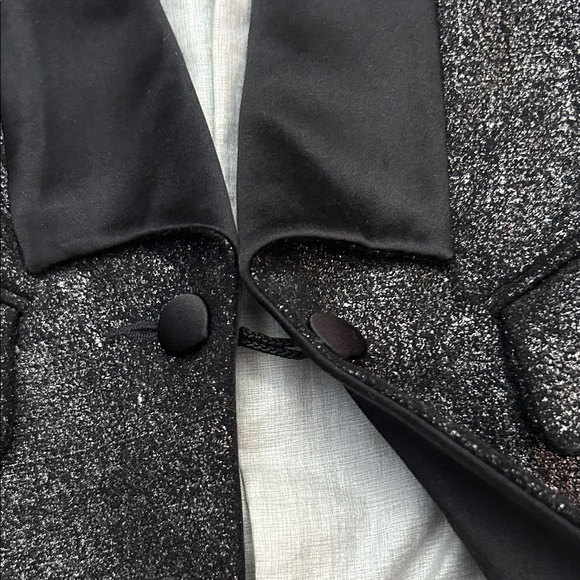 April77 French Lux Shimmering Black Metallic Women's Tuxedo Jacket, Size Small - Picture 7 of 16